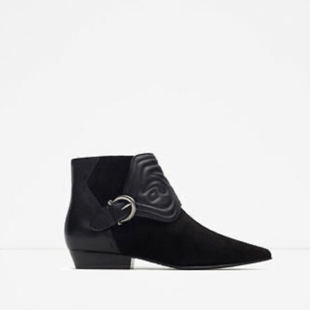 Zara black western ankle boots leather NWT 6.5